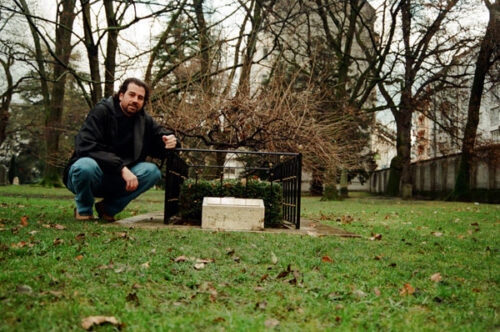 Arlin at John Calvin's Grave in Geneva, December 2003